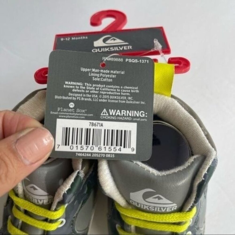 Quicksilver Baby Shoes High Top Sneakers Gray Camouflage 0-12 Months Available - Picture 5 of 6
